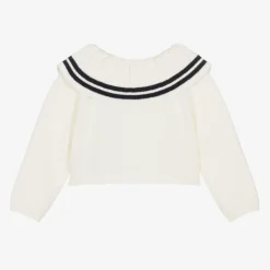 Dr. Kid Tops*Girls Ivory Cotton & Wool Cardigan