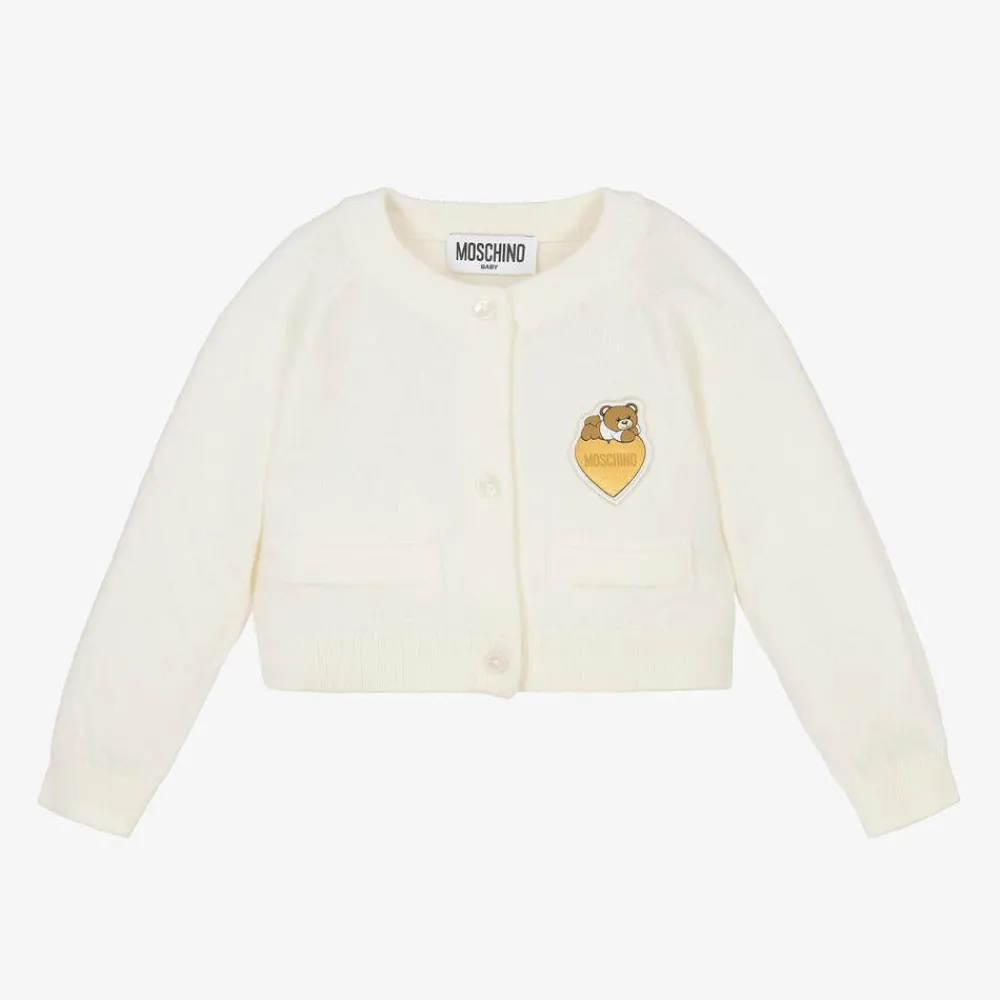 Moschino Baby Tops*Girls Ivory Cotton & Wool Cardigan