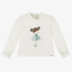 Mayoral Tops*Girls Ivory Cotton Ballerina Top