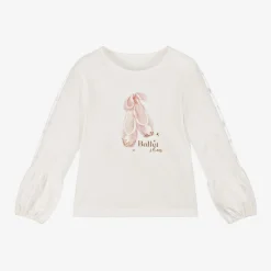 Lapin House Tops*Girls Ivory Cotton Ballet Shoes Top