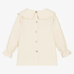 Phi Clothing Tops*Girls Ivory Cotton Bow Collar Blouse