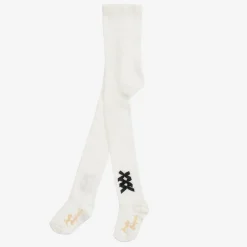 Pretty Originals Tights*Girls Ivory Cotton Bow Tights