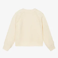 Chloé Tops*Girls Ivory Cotton Cable Knit Sweater