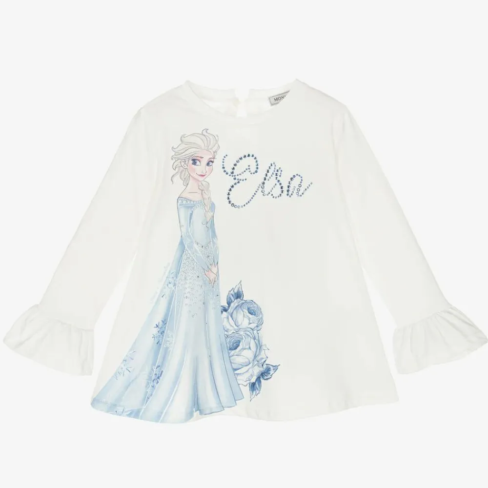 Monnalisa Tops*Girls Ivory Cotton Disney Top