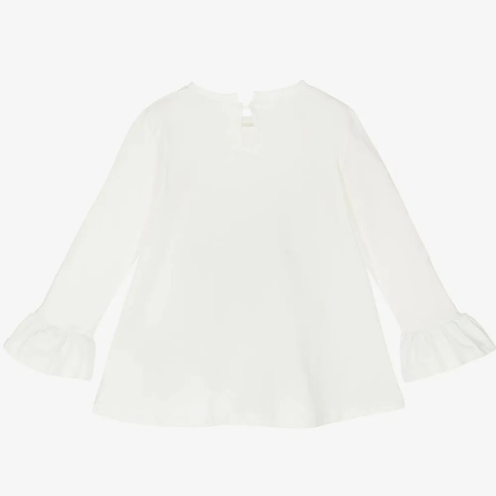 Monnalisa Tops*Girls Ivory Cotton Disney Top