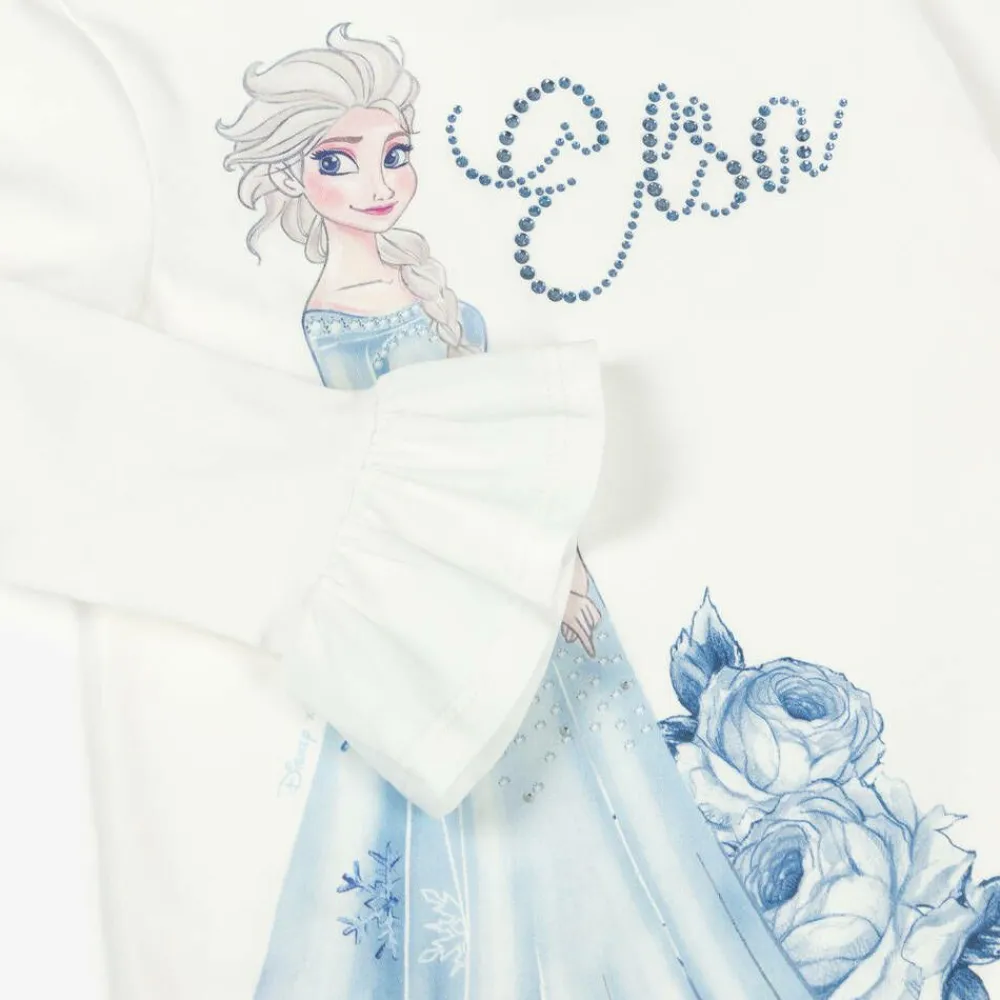 Monnalisa Tops*Girls Ivory Cotton Disney Top