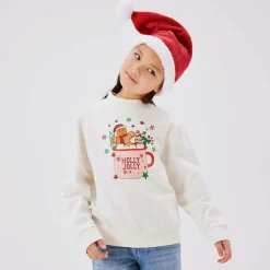 NAME IT Tops*Girls Ivory Cotton Festive Sweatshirt