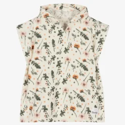 Elodie Towels & Robes*Girls Ivory Cotton Floral Poncho Towel