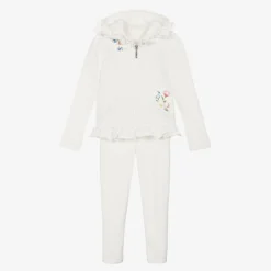 Lapin House Outfit Sets*Girls Ivory Cotton Floral Leggings Set