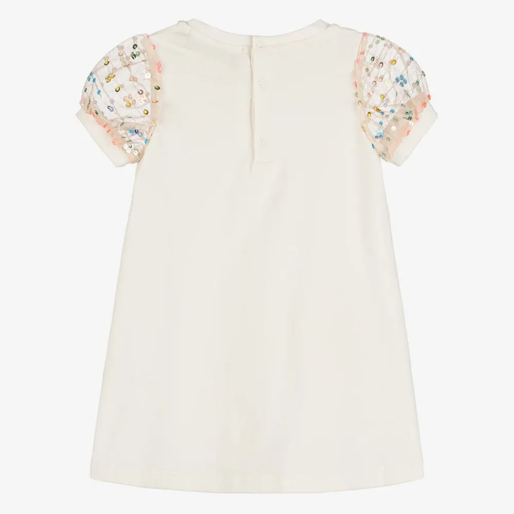 AIGNER Dresses*Girls Ivory Cotton Handbag Print Dress