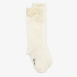 Carlomagno Socks*Girls Ivory Cotton Knee Length Socks
