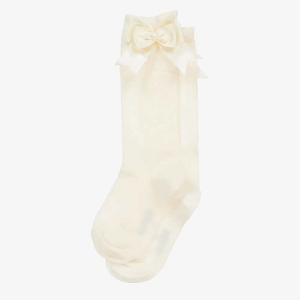 Carlomagno Socks*Girls Ivory Cotton Knee Length Socks