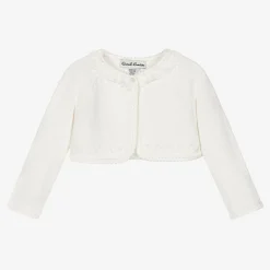Sarah Louise Tops*Girls Ivory Cotton Knit Bolero Cardigan
