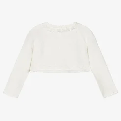 Sarah Louise Tops*Girls Ivory Cotton Knit Bolero Cardigan