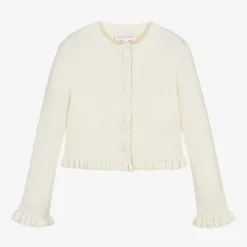 Angels Face Tops*Girls Ivory Cotton Knit Cardigan Vanilla