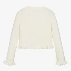 Angels Face Tops*Girls Ivory Cotton Knit Cardigan Vanilla