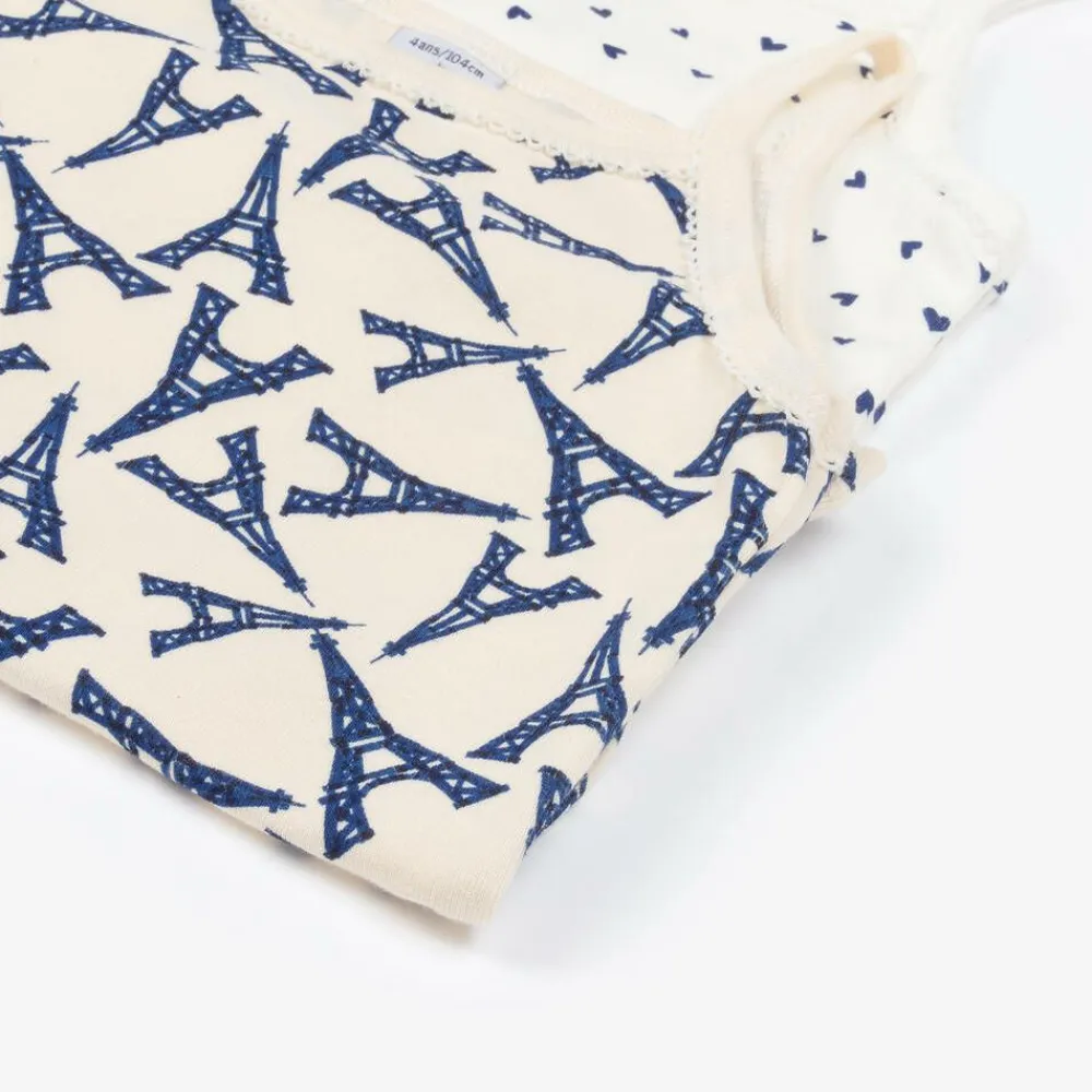 Petit Bateau Underwear*Girls Ivory Cotton Paris Vests (2 Pack)