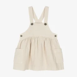 1 + in the family Dresses*Girls Ivory Cotton Pinafore Dress
