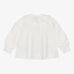 Dr. Kid Tops*Girls Ivory Cotton Ruffle Collar Blouse