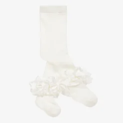 Caramelo Kids Tights*Girls Ivory Cotton Ruffle Tights