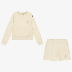 Moncler Enfant Tracksuits*Girls Ivory Cotton Short Tracksuit