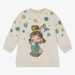 Mayoral Dresses*Girls Ivory Cotton Sweatshirt Dress