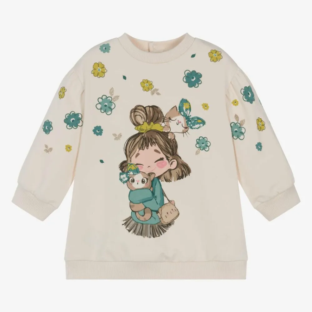 Mayoral Dresses*Girls Ivory Cotton Sweatshirt Dress