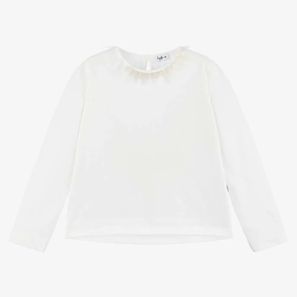 Il Gufo Tops*Girls Ivory Cotton Top