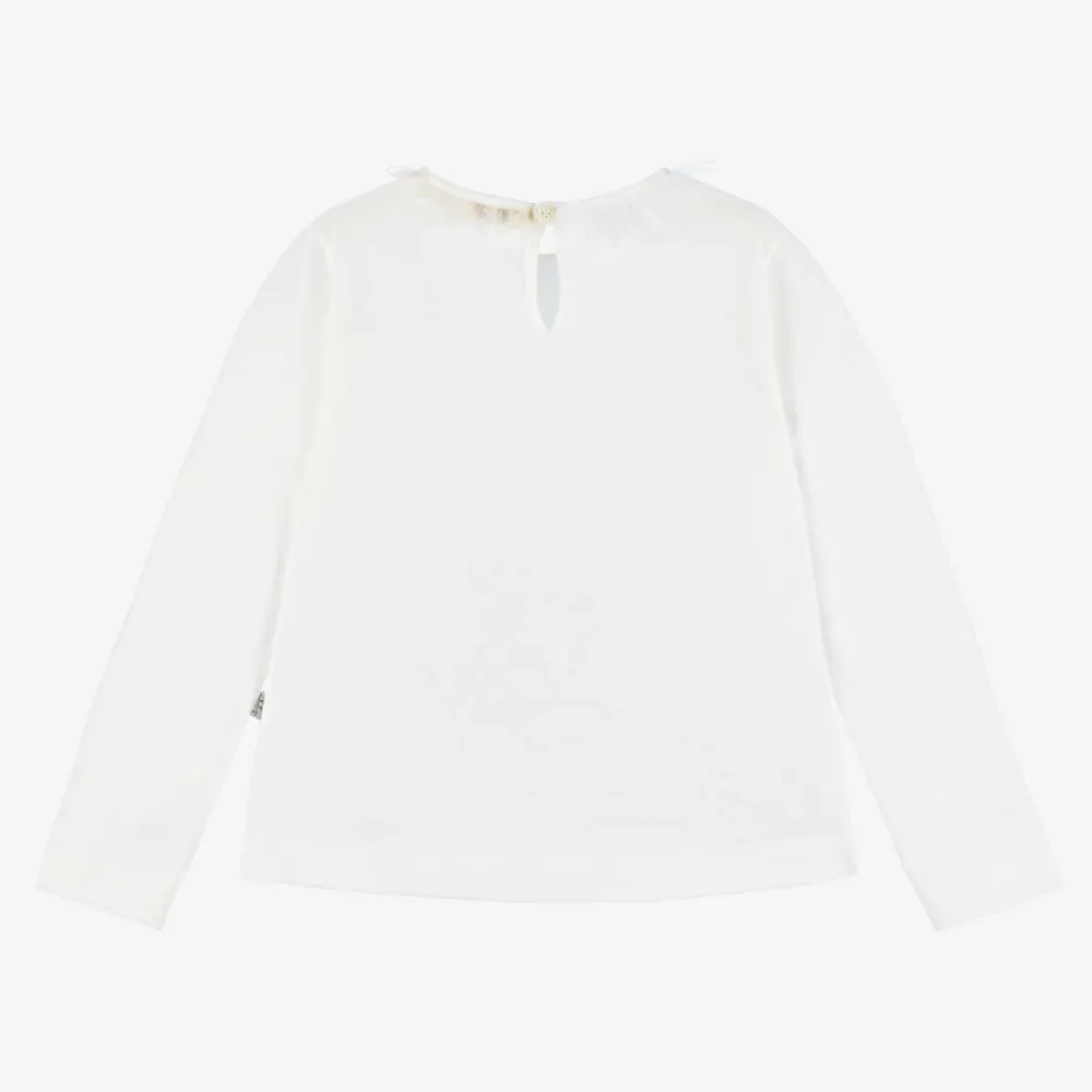 Il Gufo Tops*Girls Ivory Cotton Top