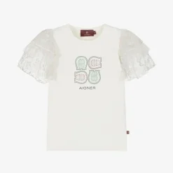 AIGNER Tops*Girls Ivory Cotton T-Shirt