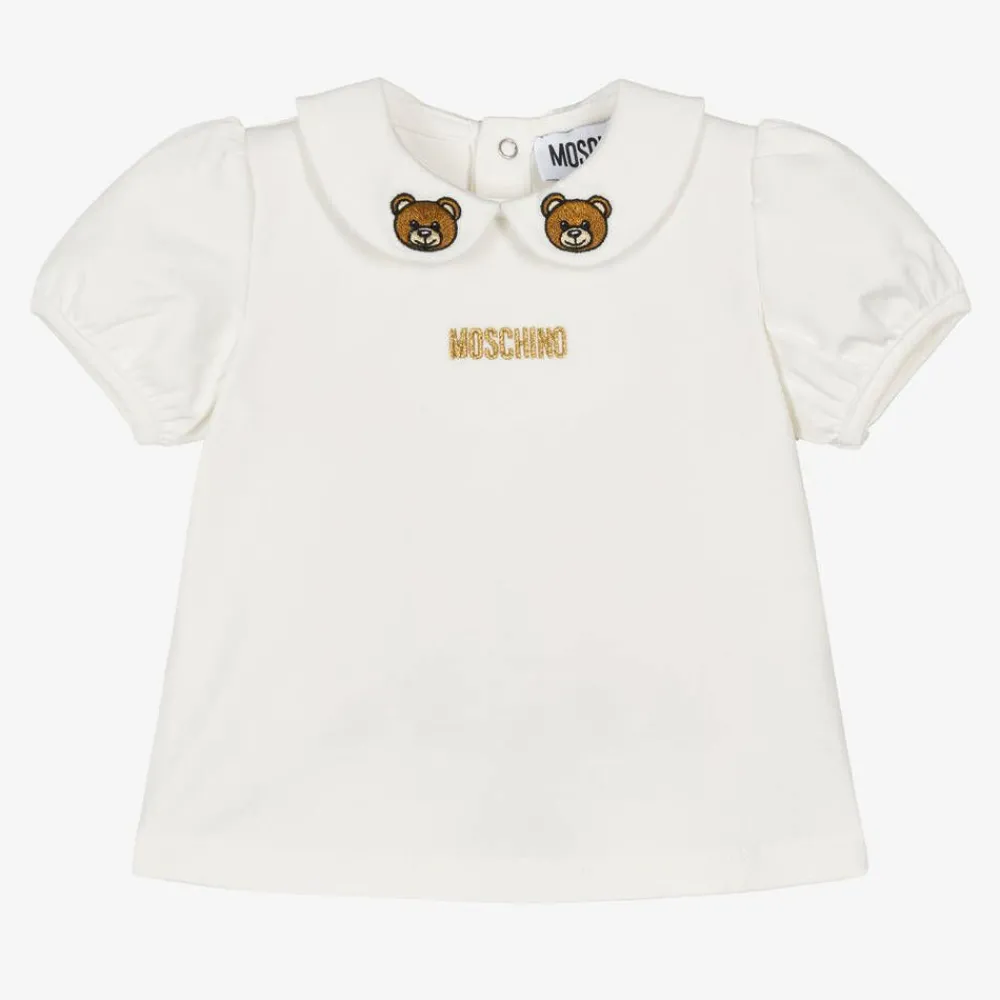 Moschino Baby Tops*Girls Ivory Cotton T-Shirt