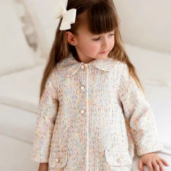 Sofija Coats & Jackets*Girls Ivory Cotton Tweed Coat