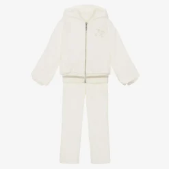 Lapin House Tracksuits*Girls Ivory Cotton Velour Tracksuit