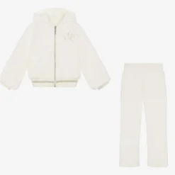 Lapin House Tracksuits*Girls Ivory Cotton Velour Tracksuit