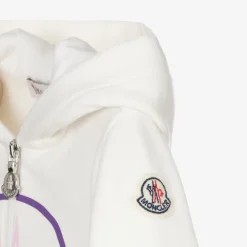 Moncler Enfant Tops*Girls Ivory Cotton Zip-Up Hoodie