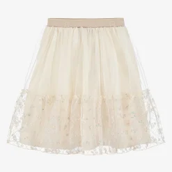 AIGNER Skirts*Girls Ivory Embroidered Tulle Skirt