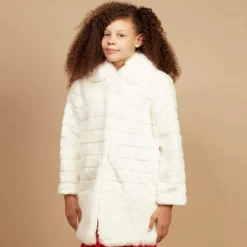 Romano Princess Coats & Jackets*Girls Ivory Faux Fur Coat & Hat Set
