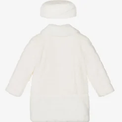 Romano Princess Coats & Jackets*Girls Ivory Faux Fur Coat & Hat Set