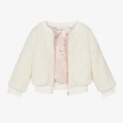 Jamiks Coats & Jackets*Girls Ivory Faux Fur Jacket