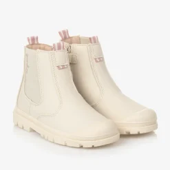 Mayoral Boots*Girls Ivory Faux Leather Chelsea Boots