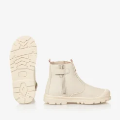 Mayoral Boots*Girls Ivory Faux Leather Chelsea Boots