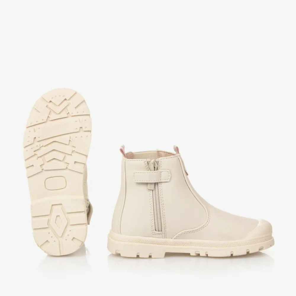 Mayoral Boots*Girls Ivory Faux Leather Chelsea Boots