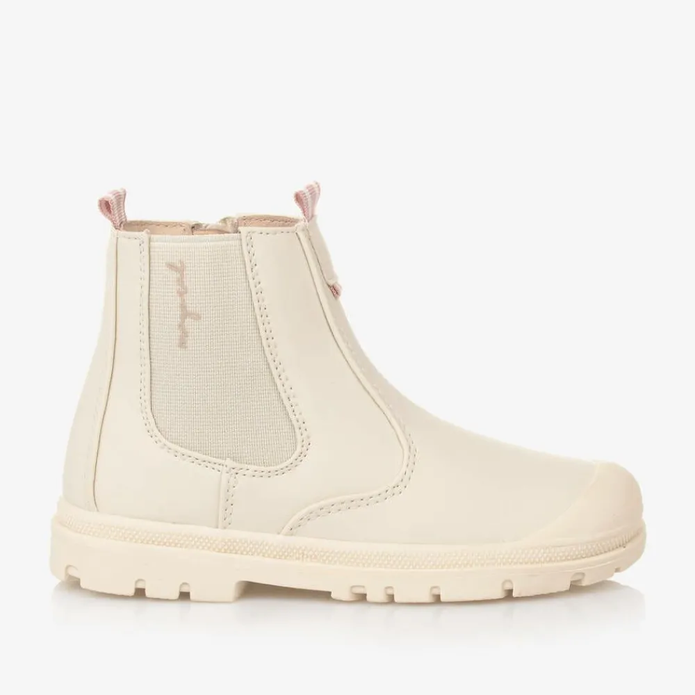 Mayoral Boots*Girls Ivory Faux Leather Chelsea Boots