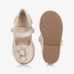 Mayoral Bar Shoes|Bar Shoes*Girls Ivory Faux Patent Leather Shoes