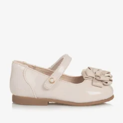 Mayoral Bar Shoes|Bar Shoes*Girls Ivory Faux Patent Leather Shoes