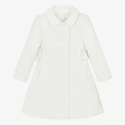Patachou Coats & Jackets*Girls Ivory Felted Ruffle Coat