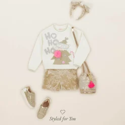 Billieblush Tops*Girls Ivory Festive Knitted Sweater