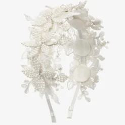 Sienna Likes To Party Hair Accessories*Girls Ivory Floral Hairband