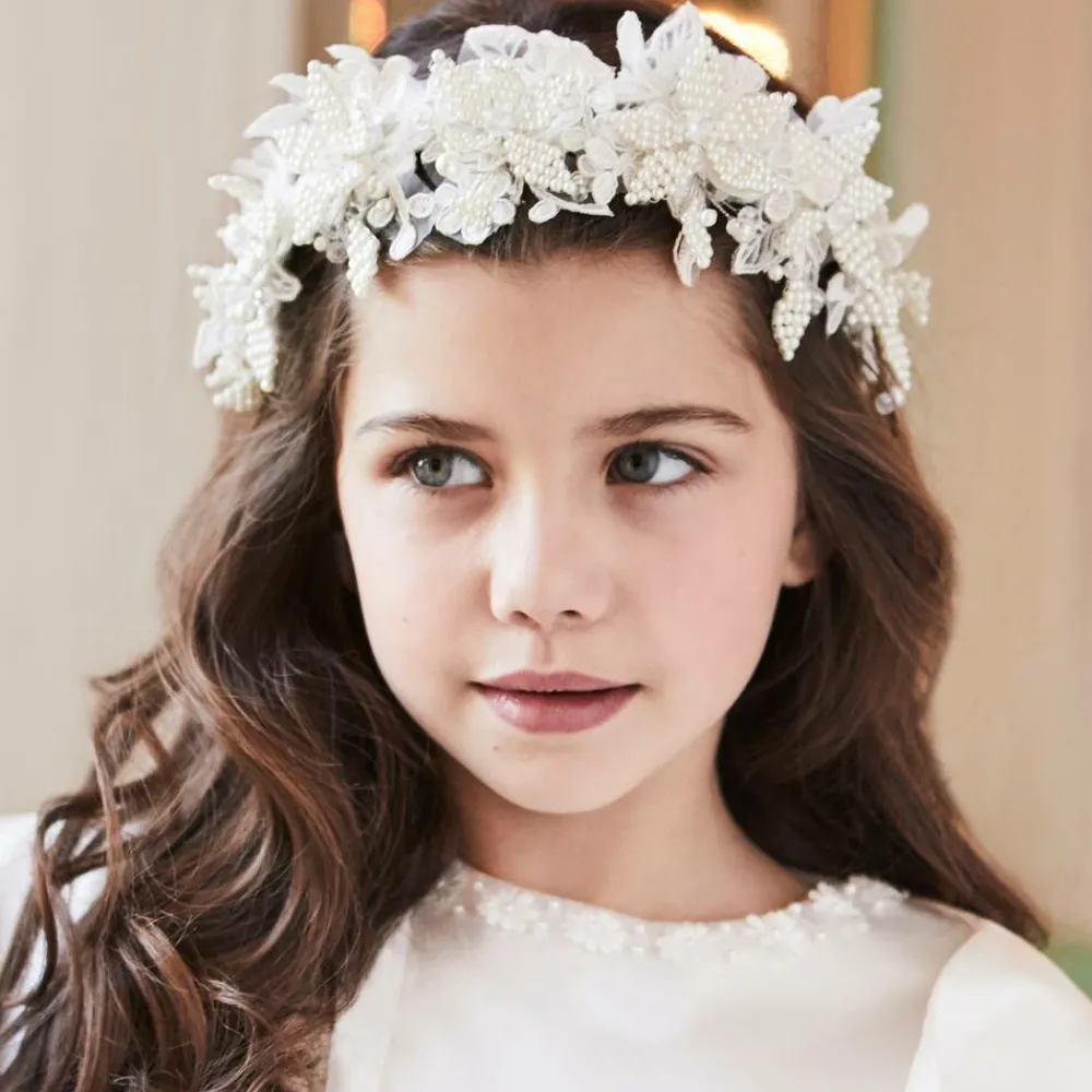 Sienna Likes To Party Hair Accessories*Girls Ivory Floral Hairband