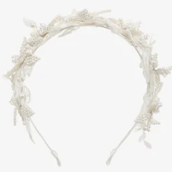 Sienna Likes To Party Hair Accessories*Girls Ivory Floral Hairband